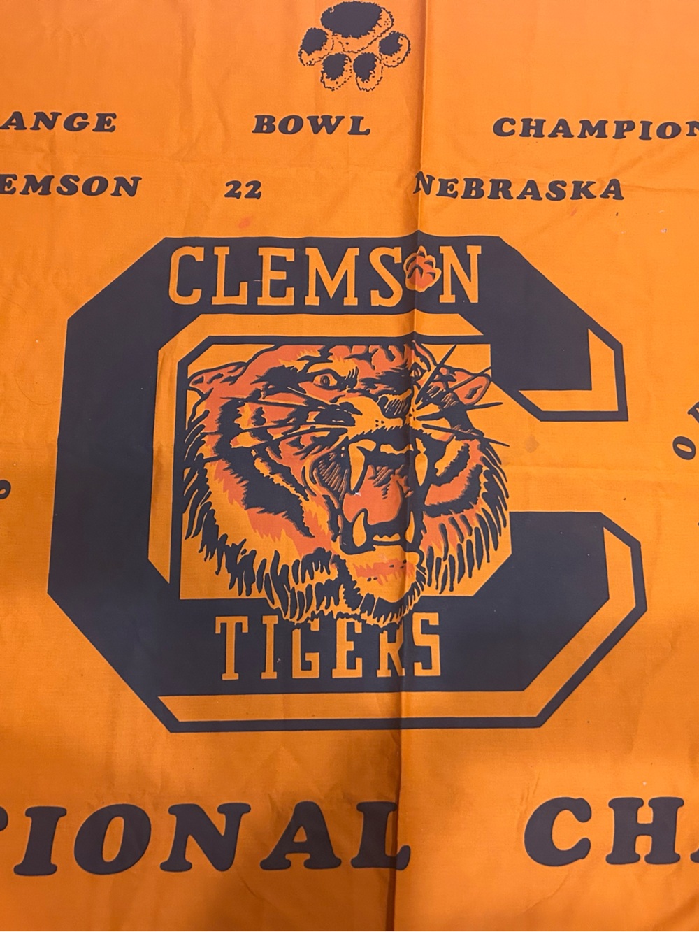 Vintage Clemson Tigers 1981 National Championship Orange Bowl Tablecloth Banner